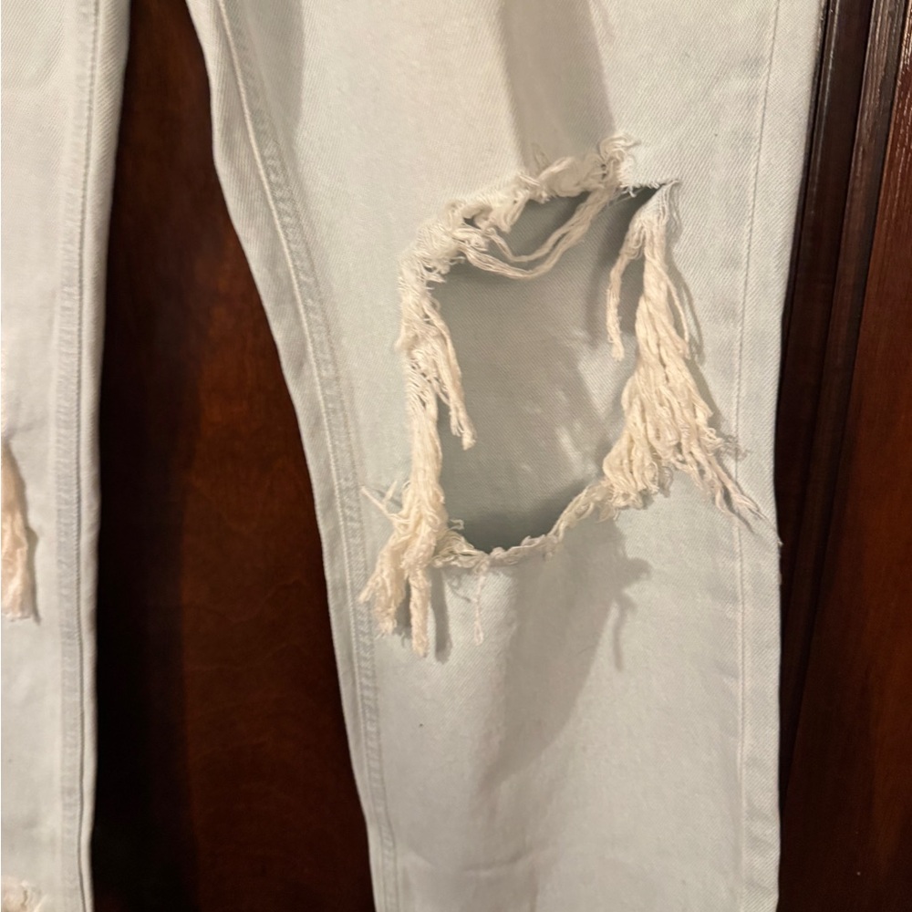 Free People Light Blue Distressed Straight Leg Jeans - Picture 4 of 7